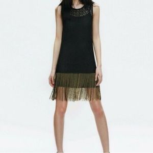 ✂️ 3/$25! Zara Guipure Crochet Lace Diamante Fringe Dress M